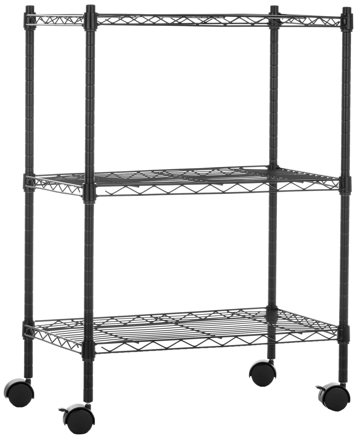 Amazon Basics 3-Shelf Adjustable Heavy Duty Storage Shelving Unit on 2" Wheels, Metal Wire Rack for