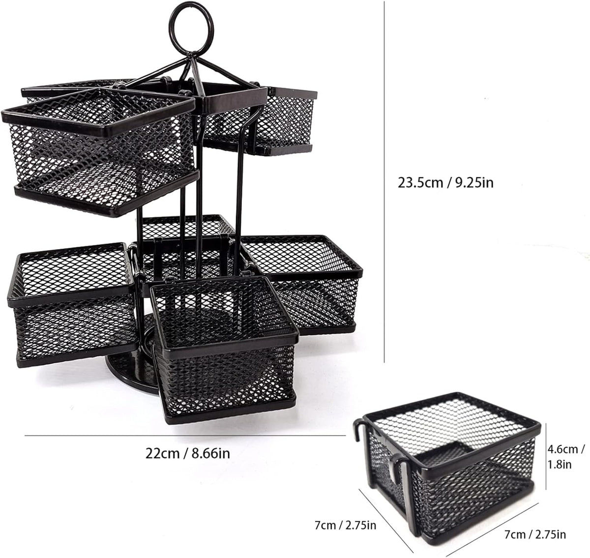 Tea Bag Organizer Coffee Holder Storage Spinning Carousel Basket Black Adjustable Tea Caddy For