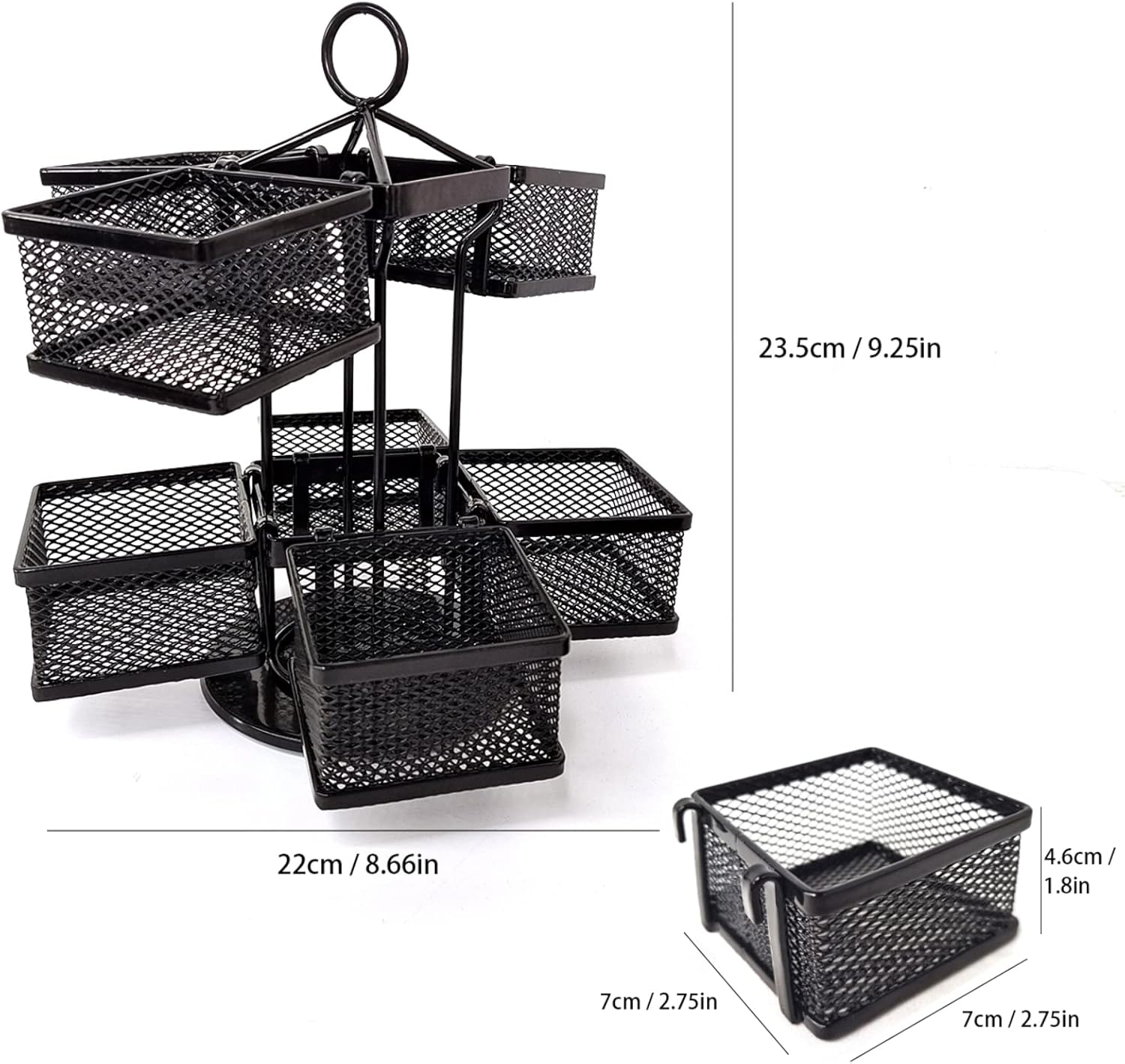 Tea Bag Organizer Coffee Holder Storage Spinning Carousel Basket Black Adjustable Tea Caddy For