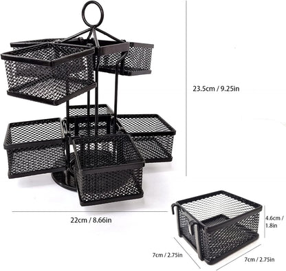 Tea Bag Organizer Coffee Holder Storage Spinning Carousel Basket Black Adjustable Tea Caddy For