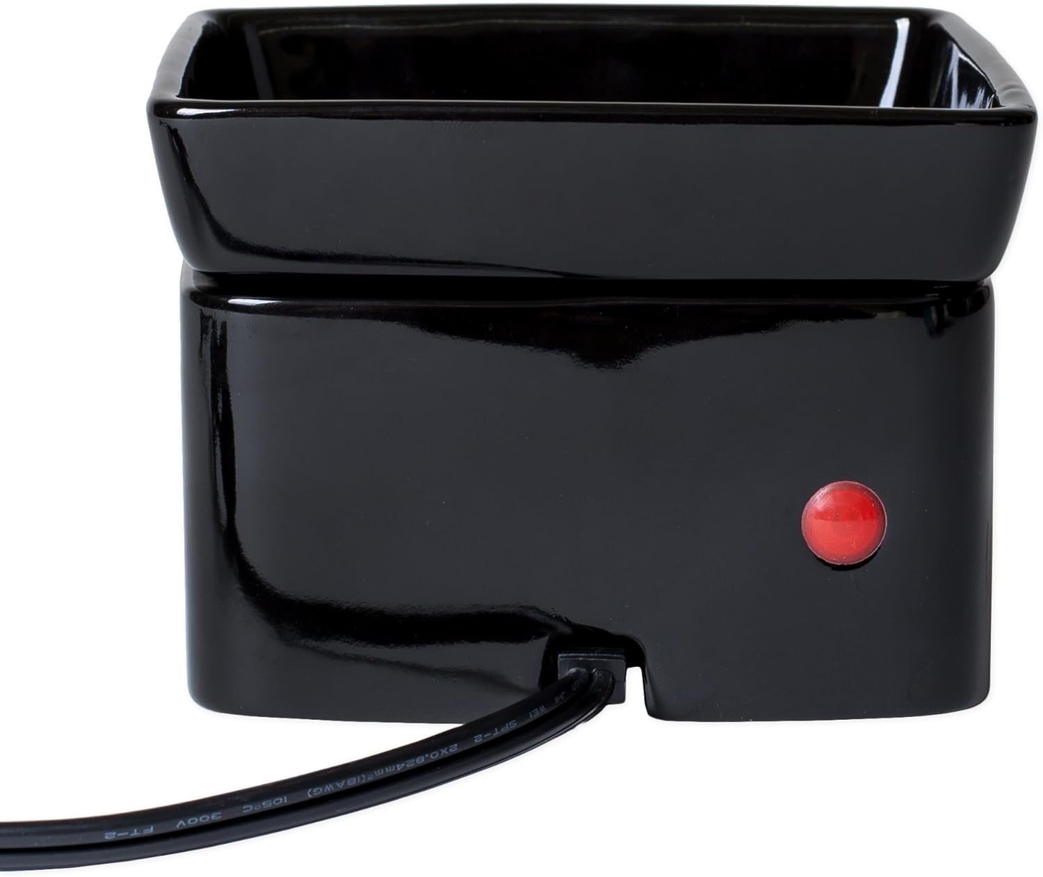 Elanze Designs Black Candle Warmer Black Stoneware Electric 2-in-1 Jar Candle and Wax Tart Oil