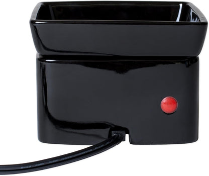 Elanze Designs Black Candle Warmer Black Stoneware Electric 2-in-1 Jar Candle and Wax Tart Oil