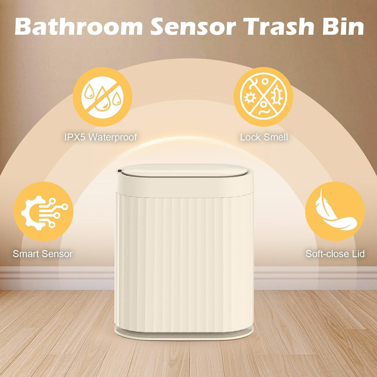 ELPHECO 2 Gallon Sensor Trash Can - 7.5L Waterproof Motion Sensor Trash Can, Automatic Bathroom