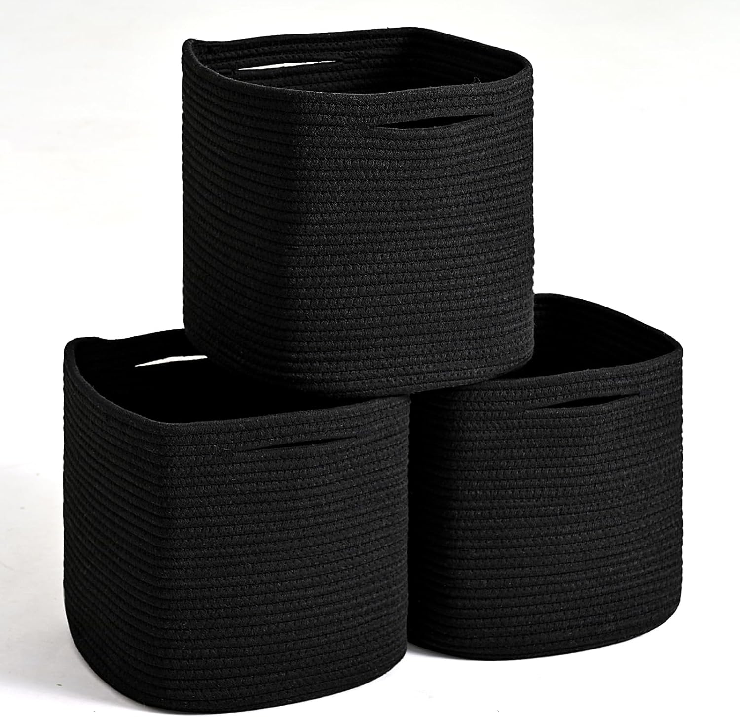 11 Inch Cube Storage Bins, Storage Cube Organizer Bins, Woven Cotton Rope Basket for Storage