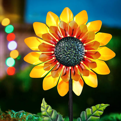 Sunflower Solar Wind Spinner, 52" Metal Wind Spinner with Kinetic Wind Sculpture Windmills for