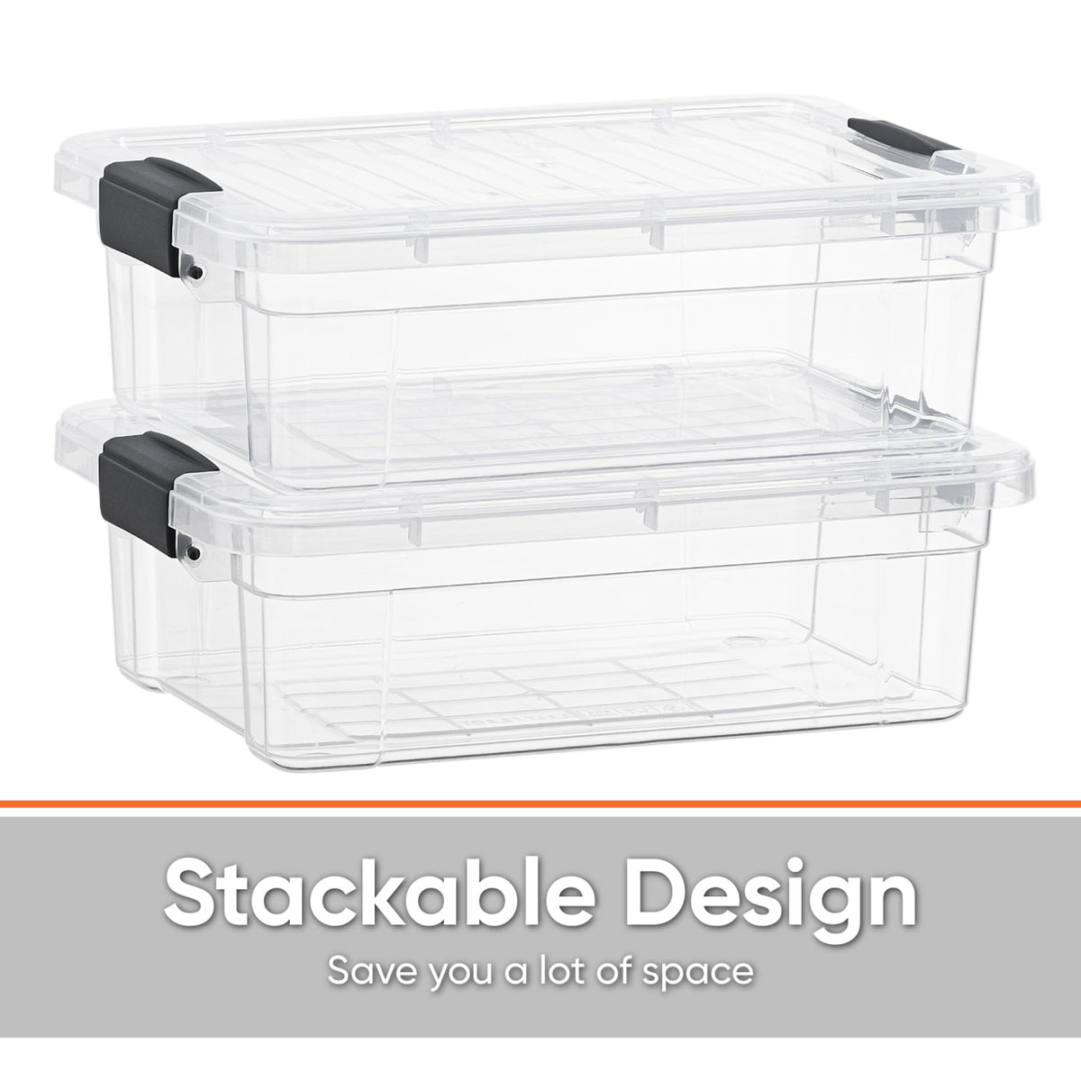 Superio Clear Storage Bins with Lids, 3 Quart BPA Free Plastic Containers, Transparent Boxes for