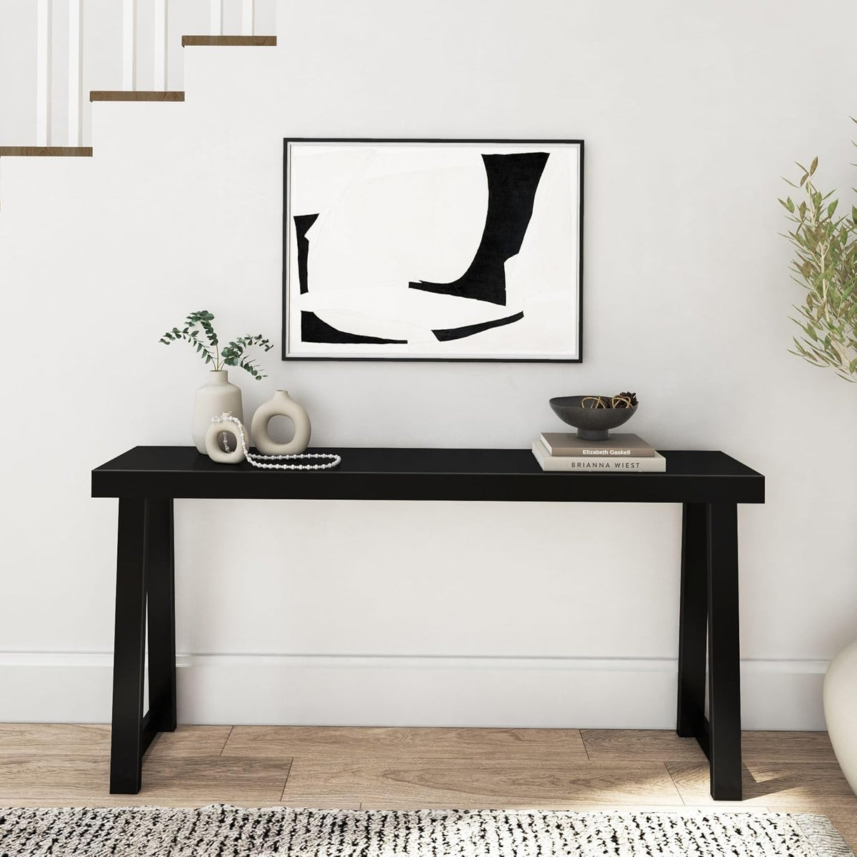 Plank+Beam Solid Wood Console Table, 66 Inch, Sofa Table, Narrow Entryway Table for Hallway, Behind