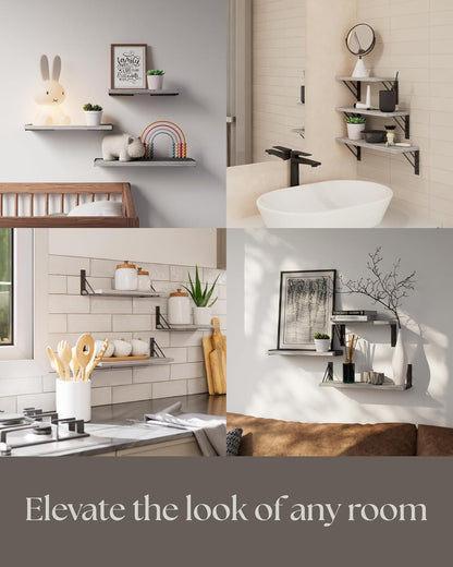 BAYKA Wall Shelves for Bedroom Decor, Floating Wall Shelves for Living Room Kitchen Storage, Wall
