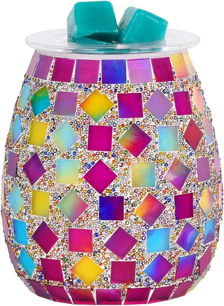 Dicimi Mosaic Glass Wax melt Warmer, Candle Wax Warmer, Electric Oil Burner,Wax Warmer for Scented