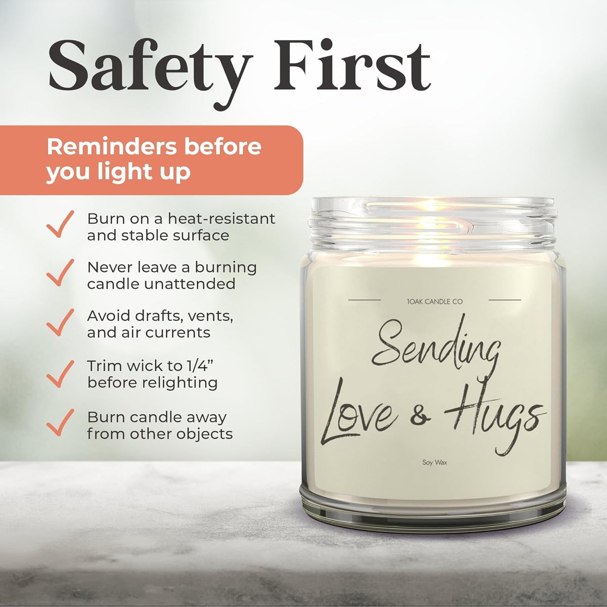 1OAK Vanilla Soy Candles - Big Hug Candle - Grief Gifts - Thinking of You Gifts for Women