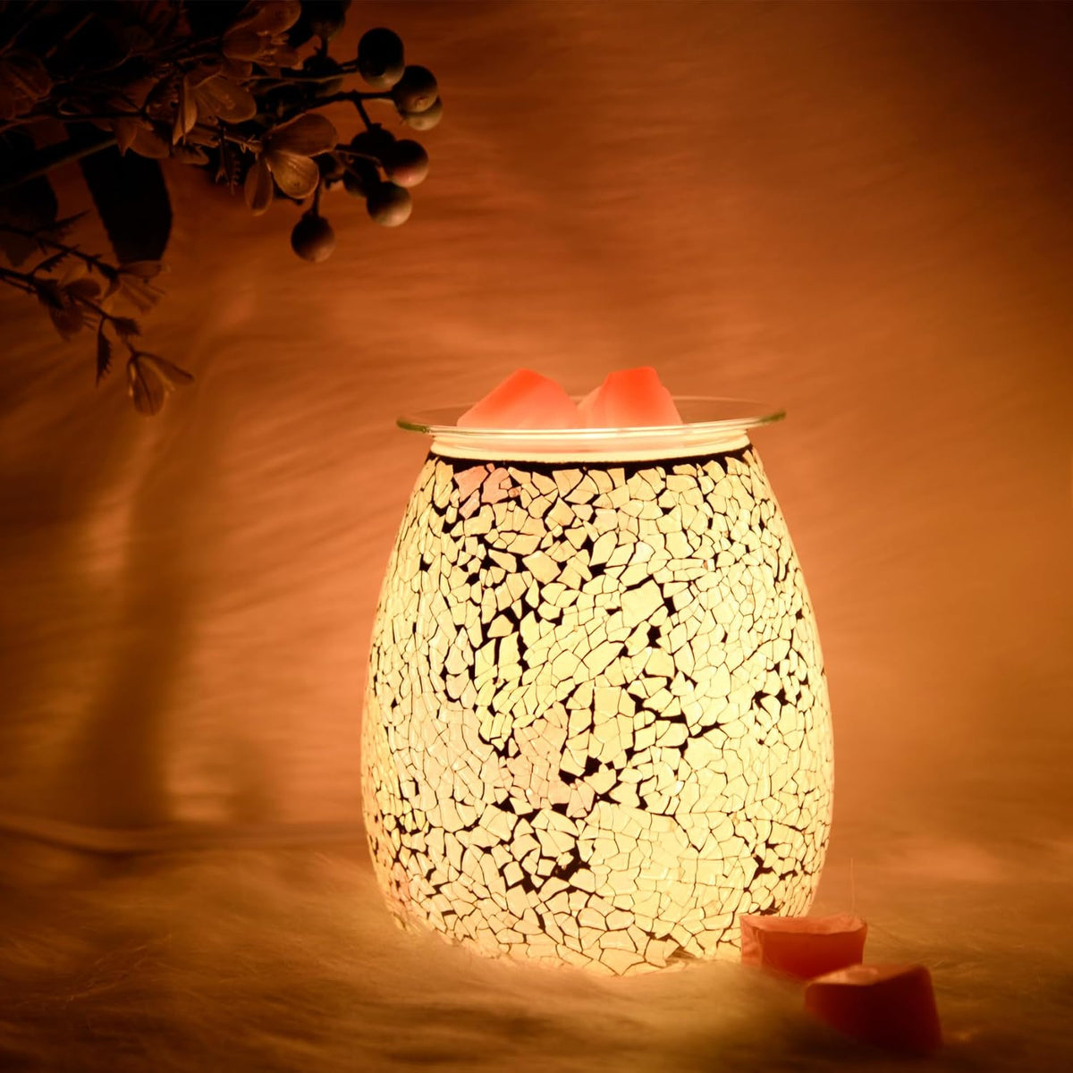 Dicimi Glass Wax Melt Heater, Candle Heater, Mosaic Electric Fuel Burner - Incense Wax Cube Melting