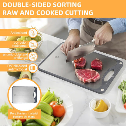 Titanium Cutting Board for Kitchen，Suitable for Handling Meat and Vegetables，Cutting Board Double