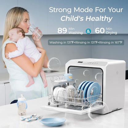 EUHOMY Portable Dishwasher Countertop Dishwasher, Mini Dishwasher Countertop with 5L Built-in Water
