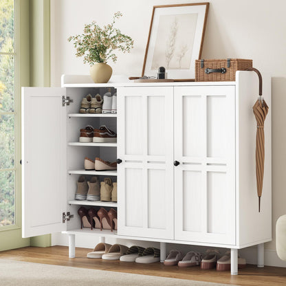 ComfyCorner Shoe Cabinet with 3 Doors, Shoe Rack for Entryway, White