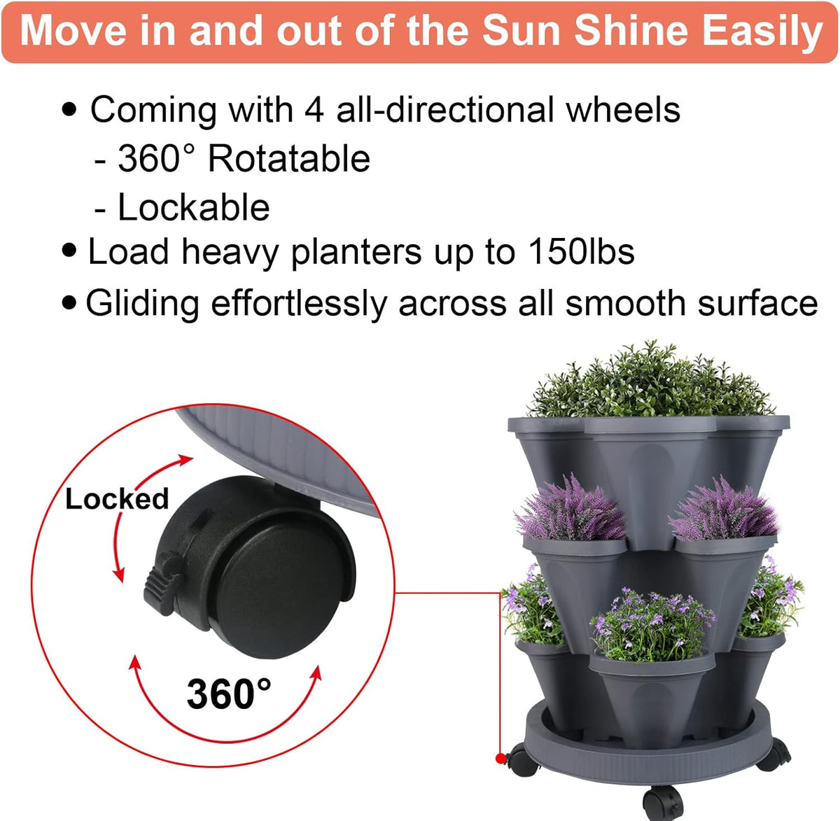 Vertical Planter 3 Tier Stackable Planters Garden Planters Strawberry Herb Flower and Vegetable