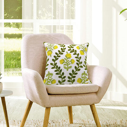 Alysheer Floral Embroidered Summer Decorative Throw Pillow Cover 18"x 18" Set of 2, Farmhouse