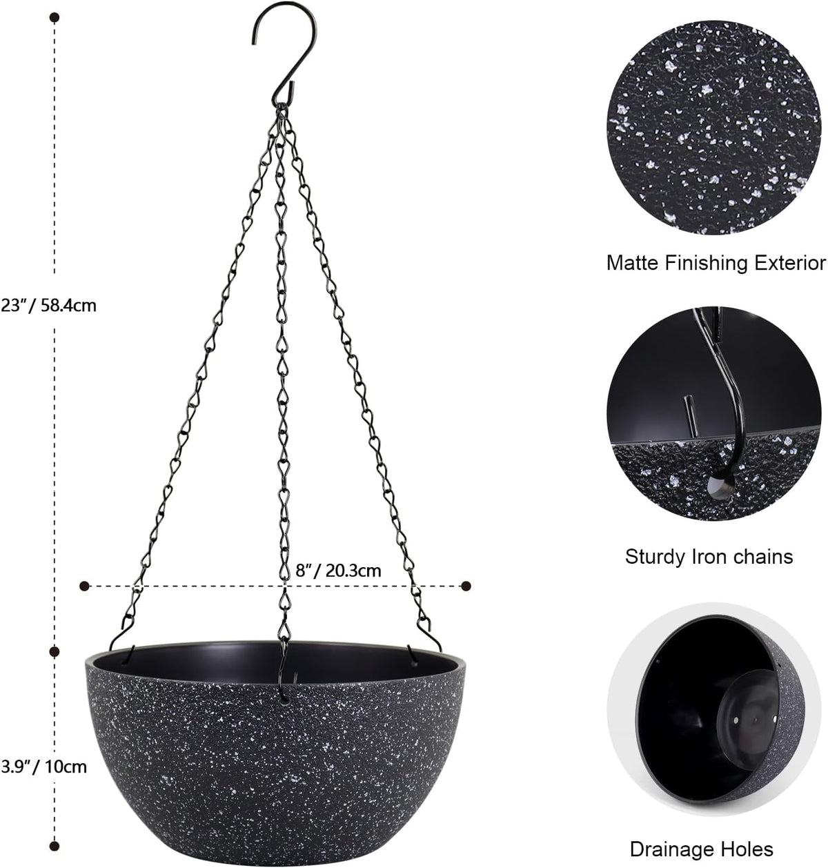 8 inch Small Hanging Planters for Indoor Outdoor Plants, 2 Pack Hanging Flower Plant Pots with