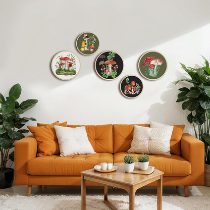 Qunclay 5 Pcs Wall Art Decor Wooden Living Room Wall Decor Bohemian Hanging Farmhouse Geometric