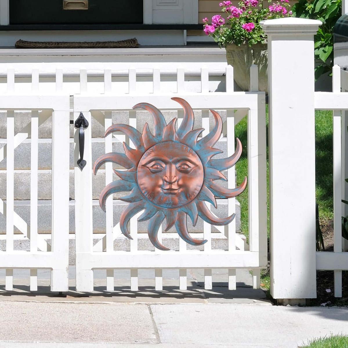 VZVXCC Sun Metal Wall Art Outdoor Decor - Cute Sun Face Metal Wall Sculpture Statues Wall Art