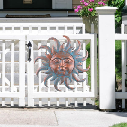 VZVXCC Sun Metal Wall Art Outdoor Decor - Cute Sun Face Metal Wall Sculpture Statues Wall Art