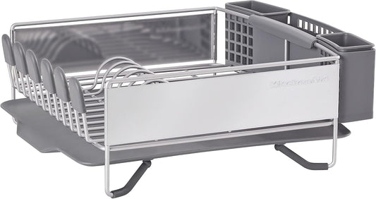 KitchenAid Compact Space Saving, Dish Rack with Removable Flatware Caddy and Angled Self Draining
