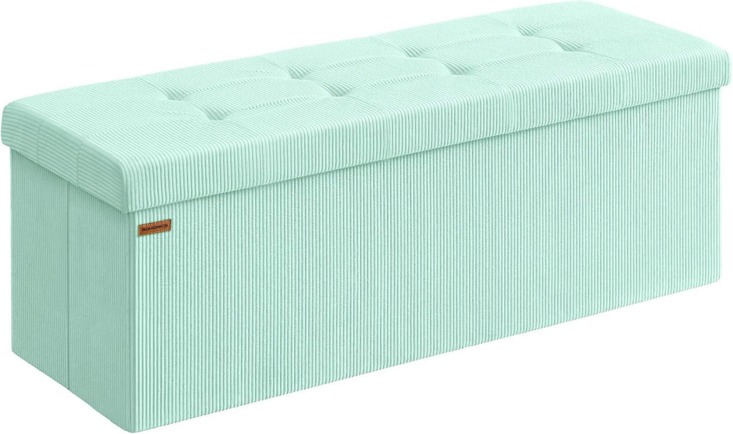 SONGMICS MAZIE Collection - Storage Ottoman Bench, Foldable Foot Rest, 15 x 43 x 15 Inches, End of