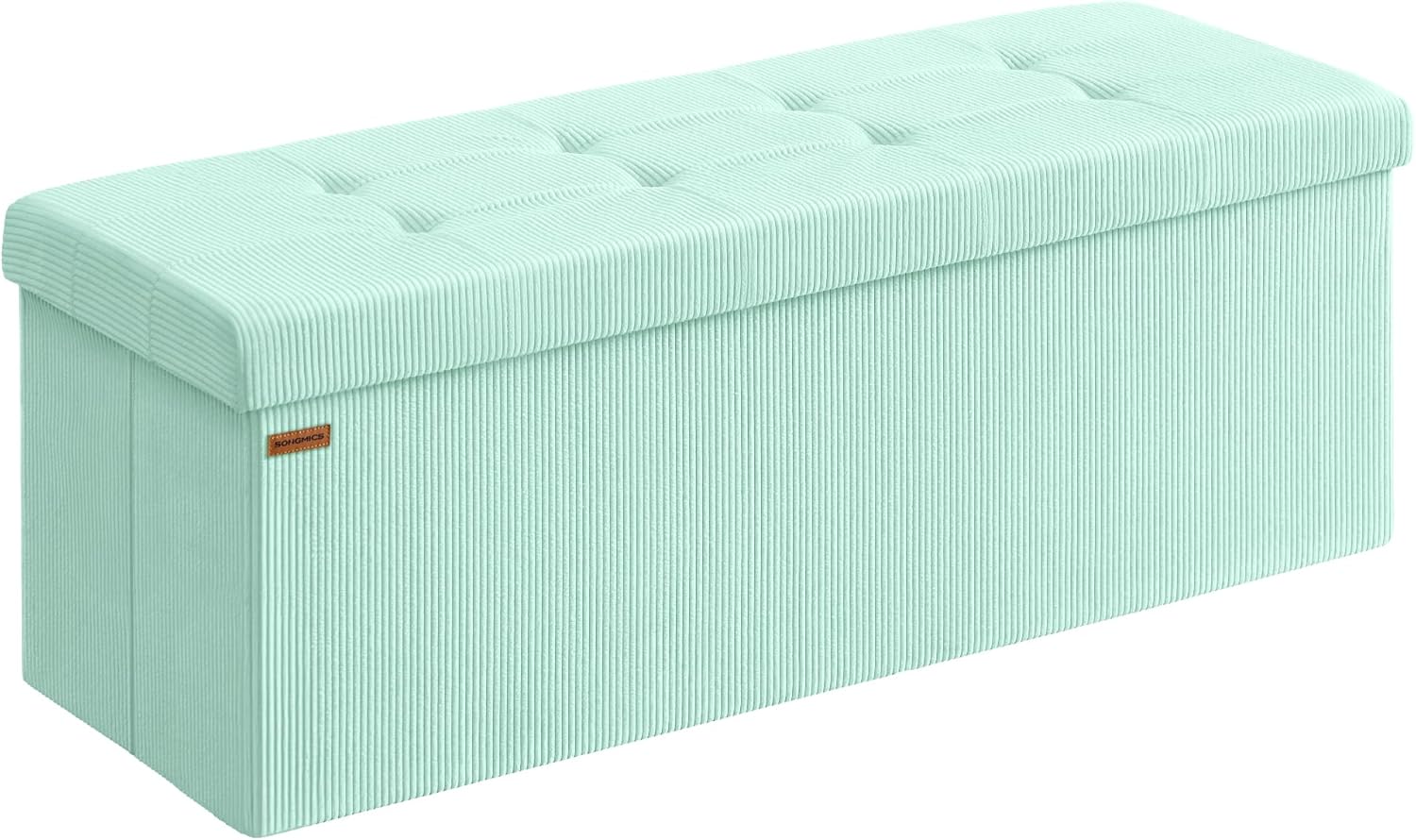 SONGMICS MAZIE Collection - Storage Ottoman Bench, Foldable Foot Rest, 15 x 43 x 15 Inches, End of