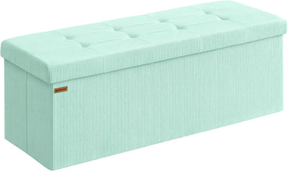 SONGMICS MAZIE Collection - Storage Ottoman Bench, Foldable Foot Rest, 15 x 43 x 15 Inches, End of