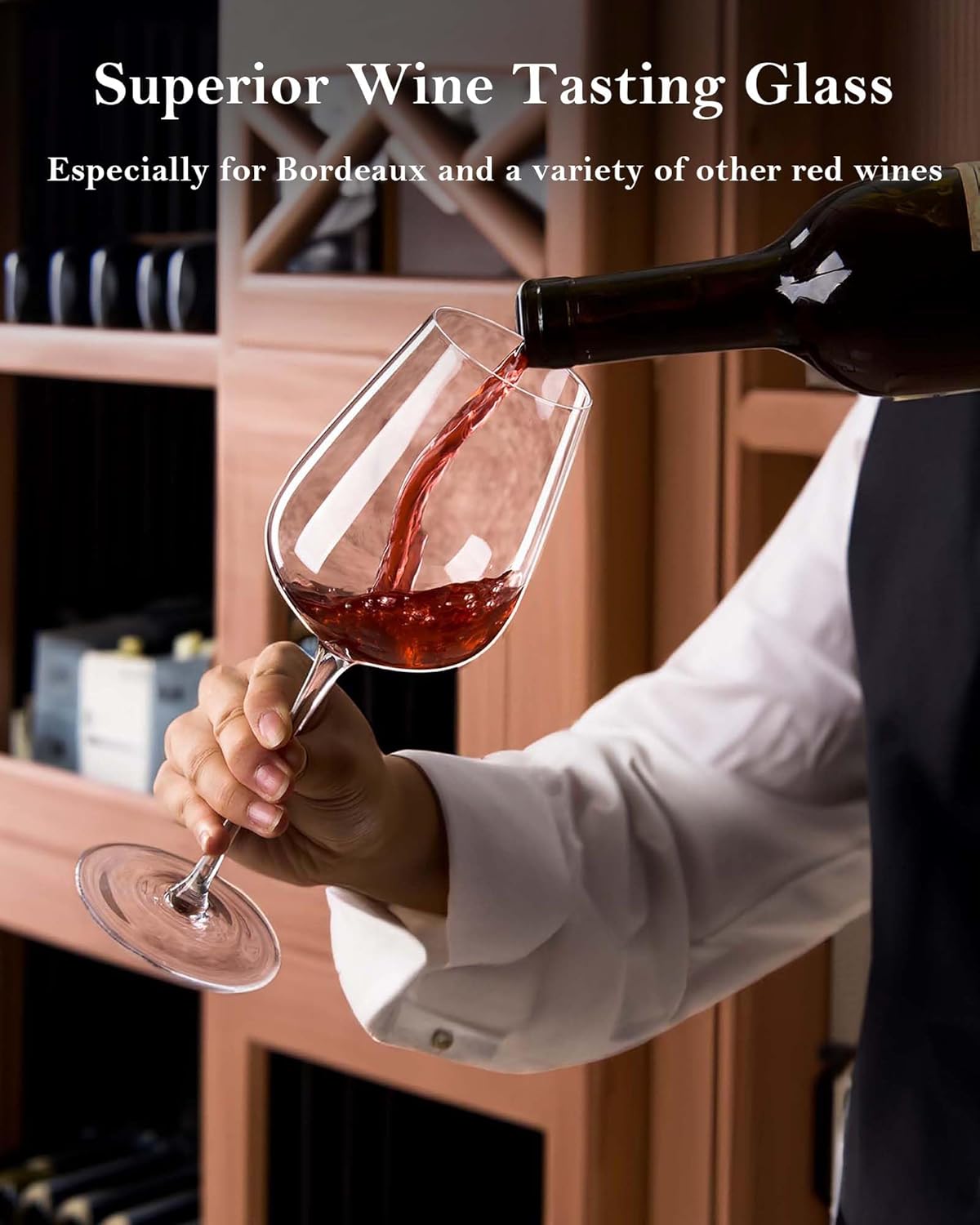 JBHO Hand Blown Italian Style Crystal Bordeaux Wine Glasses - Great Gift Packaging - Red Wine