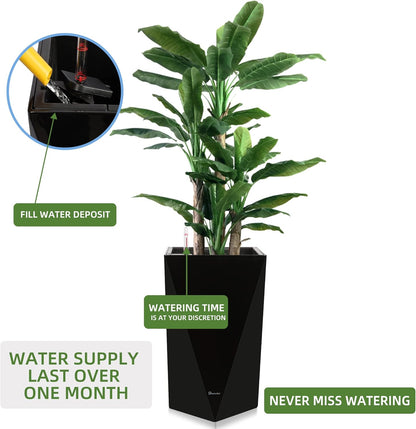 Dexceder 20 Inches Tall Self Watering Planter Diamond High Gloss Indoor Outdoor, Thickened Rhombus