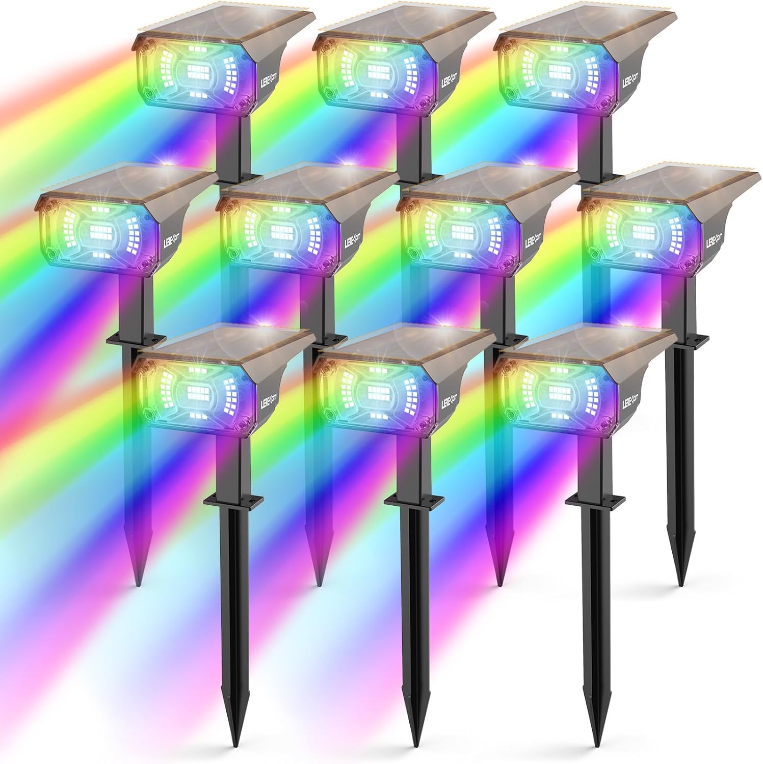 Solar Spot Lights Outdoor Color Changing, IP65 Garden Lights Solar Powered Waterproof with 9 Light