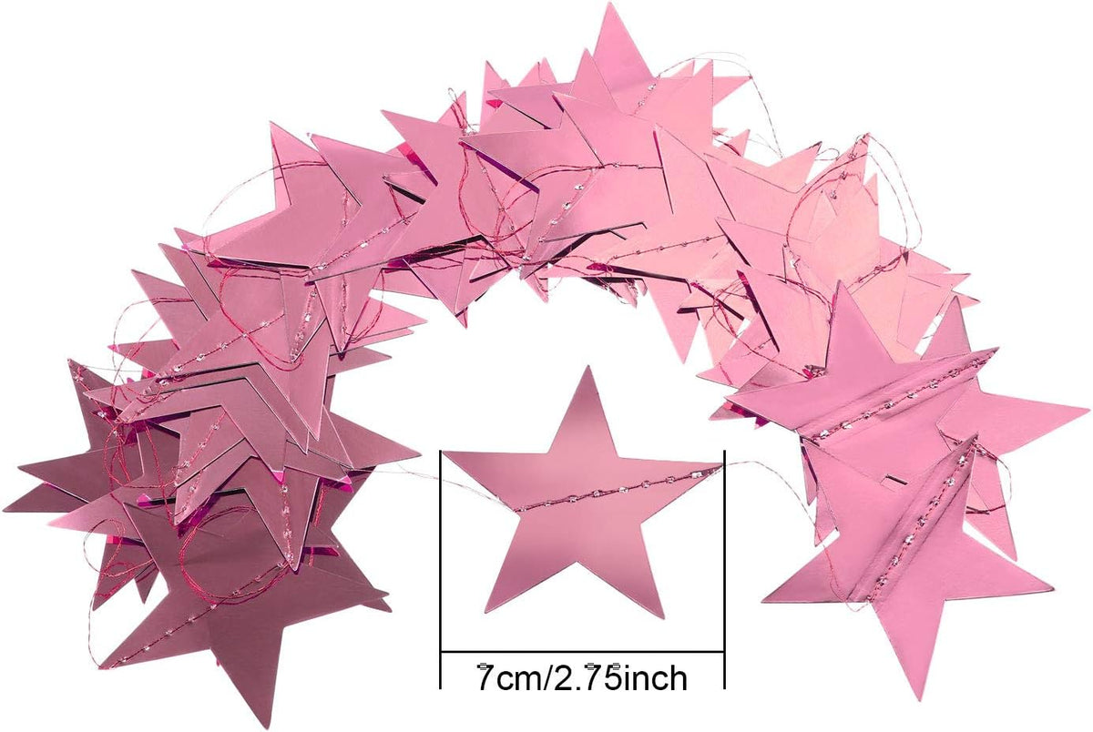 Patelai Glitter Star Garland Banner Decor 130 Feet Star Hanging Bunting Banner Twinkle Backdrop for