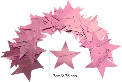 Patelai Glitter Star Garland Banner Decor 130 Feet Star Hanging Bunting Banner Twinkle Backdrop for
