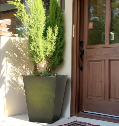 KOL 18''H. Bright Glazed Planter with Drainage Hole, Set of 2, Galvanized Steel Planter Pots for