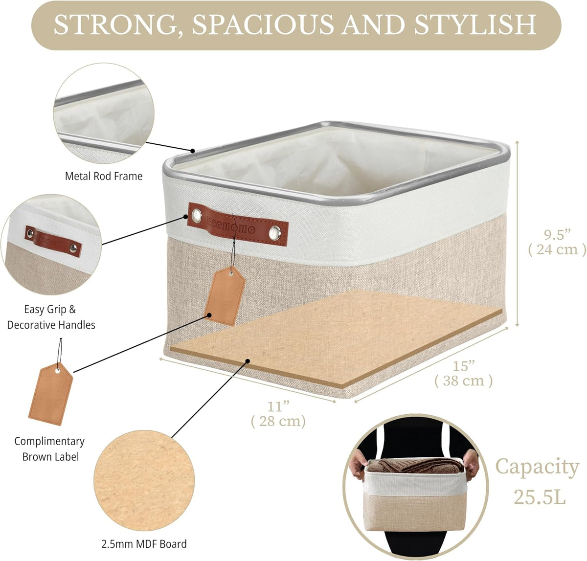 DECOMOMO Storage Bins Fabric Storage Baskets for Shelves, Linen Closet Organization Toys Nursery