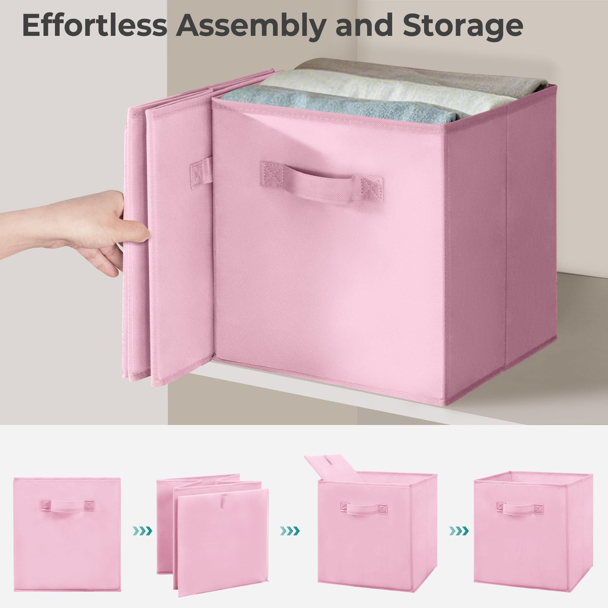 STORAGEIDEAS Storage Bins, 11 Inch Fabric Storage Cubes, Collapsible Cube Storage Box, Fabric