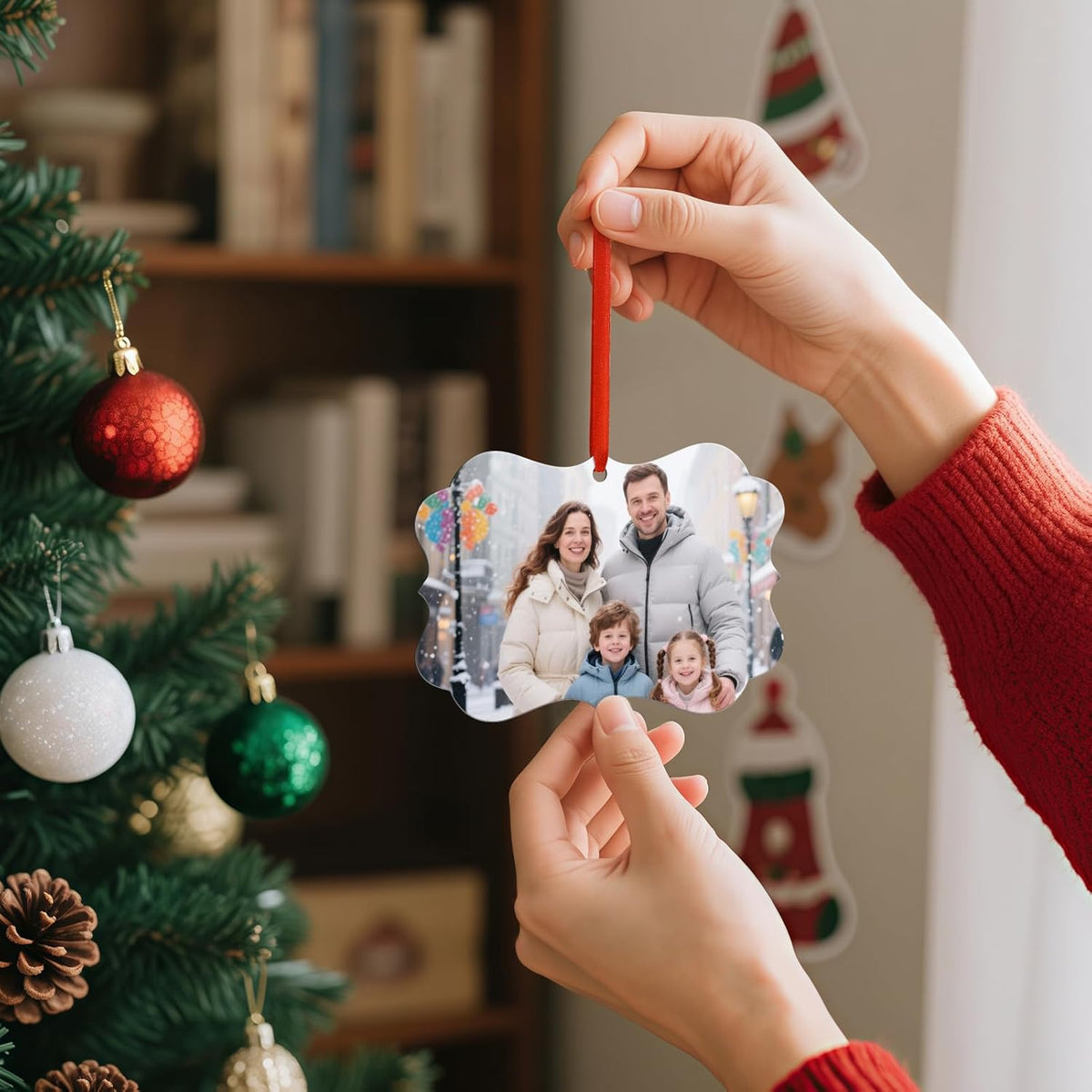 Personalized Photo Christmas Ornaments Double-Sided Metal Custom Picture Christmas Ornament 2024
