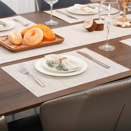 Myir JUN Placemats Set of 4, Vinyl Woven Placemats Place Mats Indoor Set of 4 Washable Table Mats