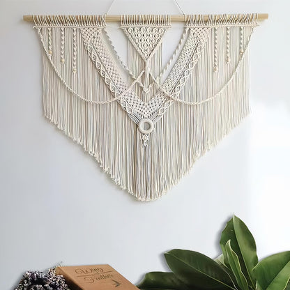guzhiou large macrame wall hanging - Boho Tapestry Macrame Wall Decor Art- Chic Bohemian Handmade