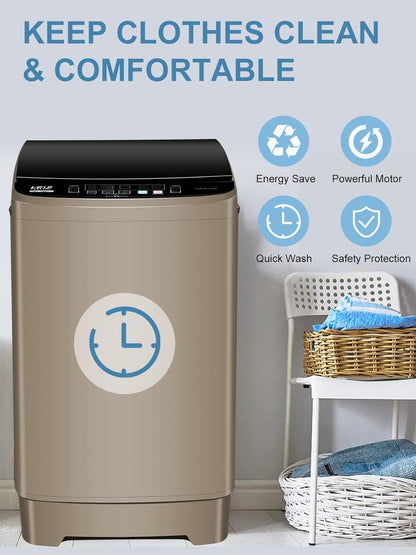 Full-Automatic Washing Machine 17.7 lbs Small Compact Portable 10 Wash Program & 8 Water Level