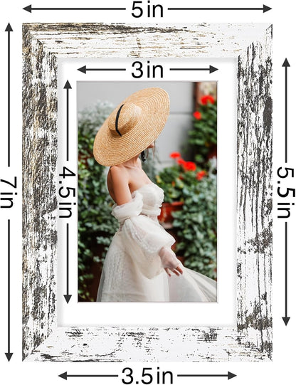 Vittanly 4x6 Picture Frames Set of 9, Shatter Resistant Plexiglass, Display 3.5x5 Pictures with Mat
