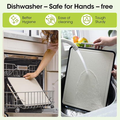 Dishwasher Safe 316 Stainless Steel Cutting Board for kitchen, Double-Sided Pure 316/Wheat Straw