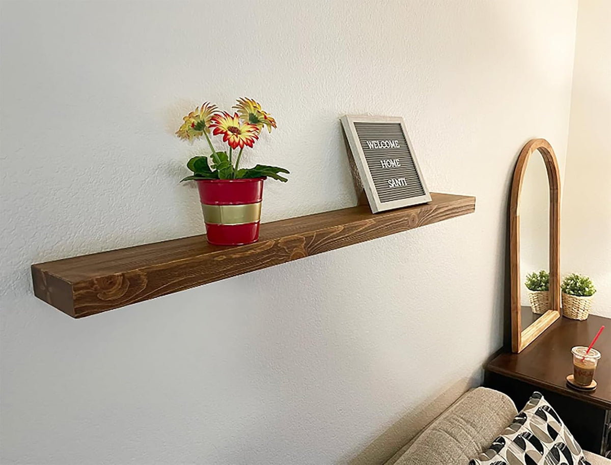 joelsantiques - 54 Inch Wooden Floating Shelves for Wall - 54x6x2 in - Made of Natural Wood - Long
