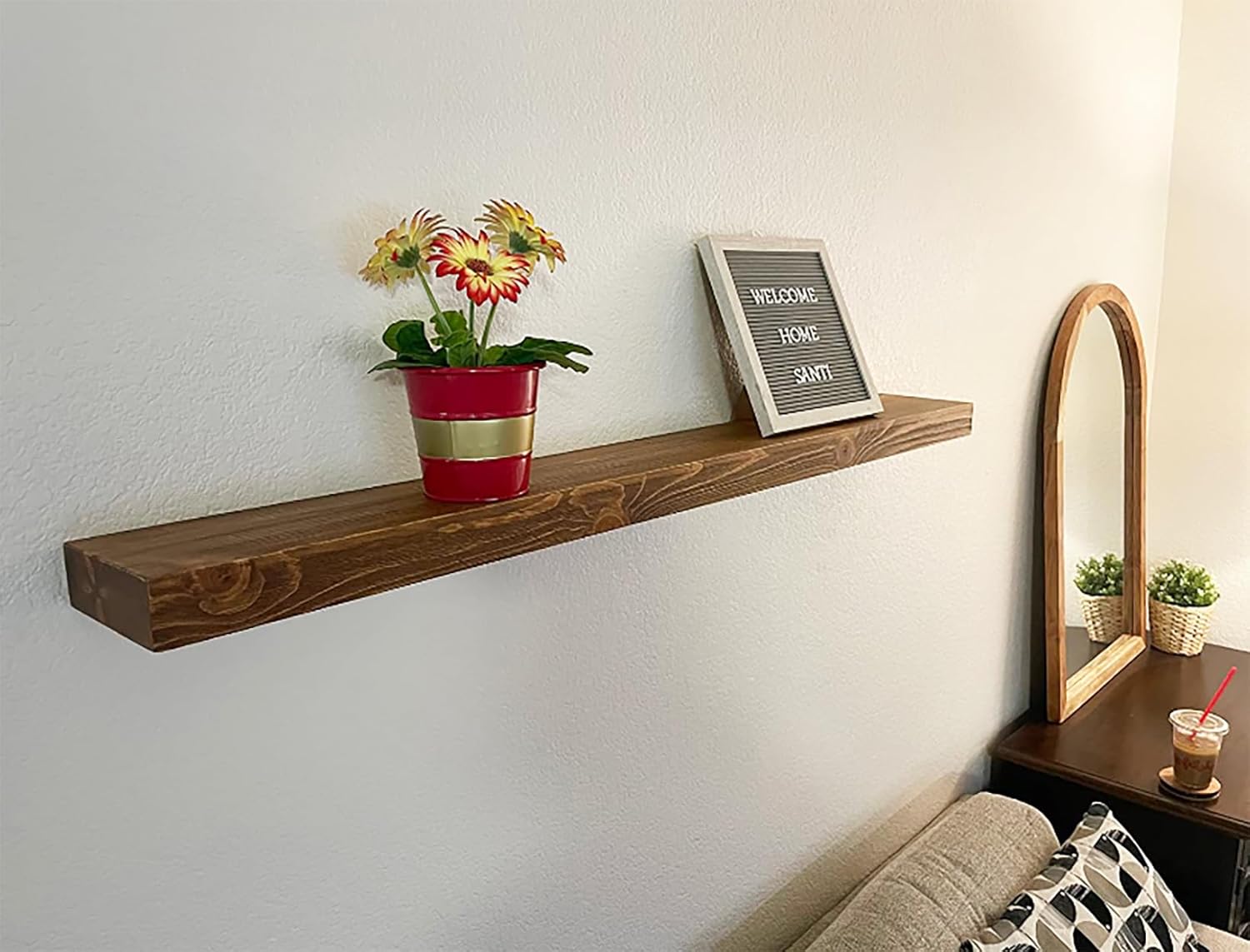 joelsantiques - 54 Inch Wooden Floating Shelves for Wall - 54x6x2 in - Made of Natural Wood - Long