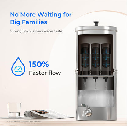 Waterdrop Gravity-fed Water Filter System, with Upgrade 3 Black Carbon Filters and Metal Spigot