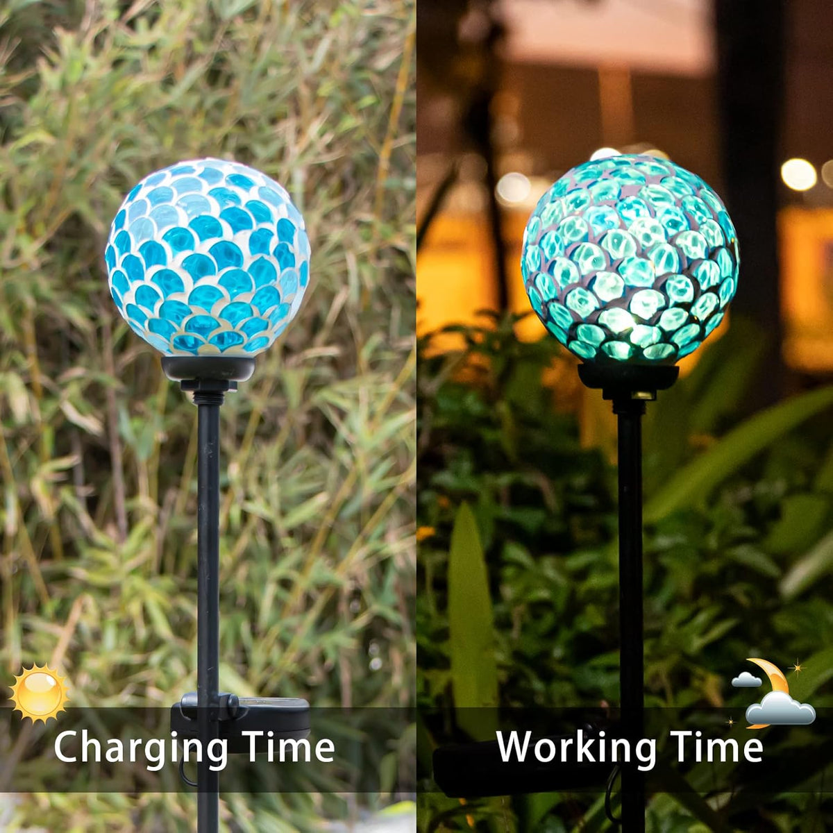 VCUTEKA Solar Lights - Outdoor Garden Decor Mosaic Solar Pathway Light Waterpoof LED Stake Light
