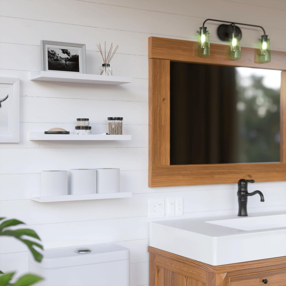 RICHER HOUSE 3 Set Floating Shelves for Wall, Black Wall Mounted Shelves with Lip for Storage