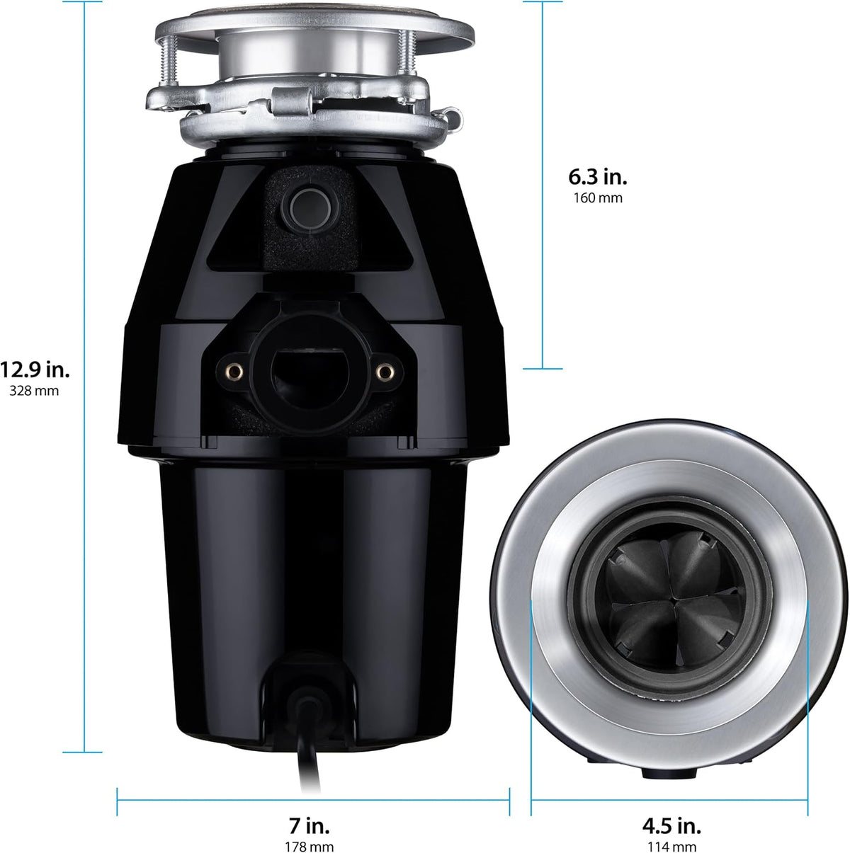 Waste Maid 10-US-WM-258-3B Garbage Disposal Anti-Jam Stainless Steel Food Waste Grinding System