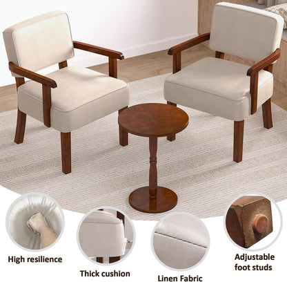 Accent Chair Set of 2 with Table, PU Leather Chair for Living Room Oversized Armchair with Soft
