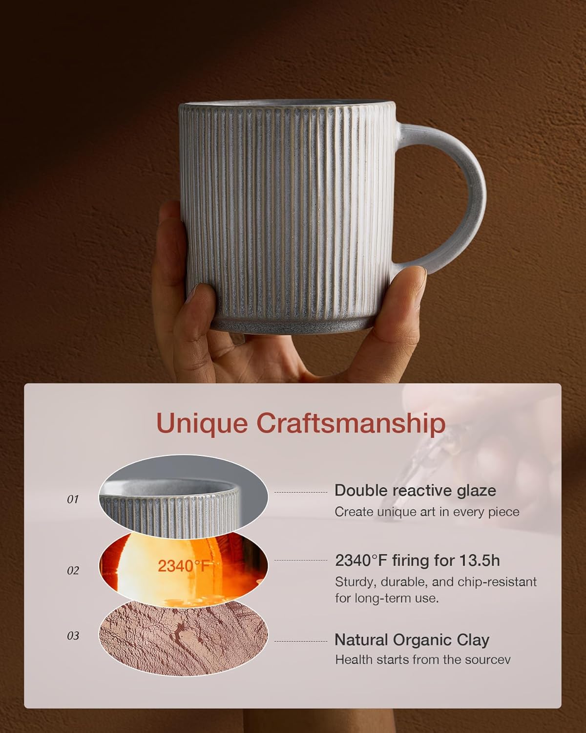 famiware Coffee Mug Set for 4, Star 12 oz Catering Mugs Cup Set with Handle for Coffee, Tea, Cocoa